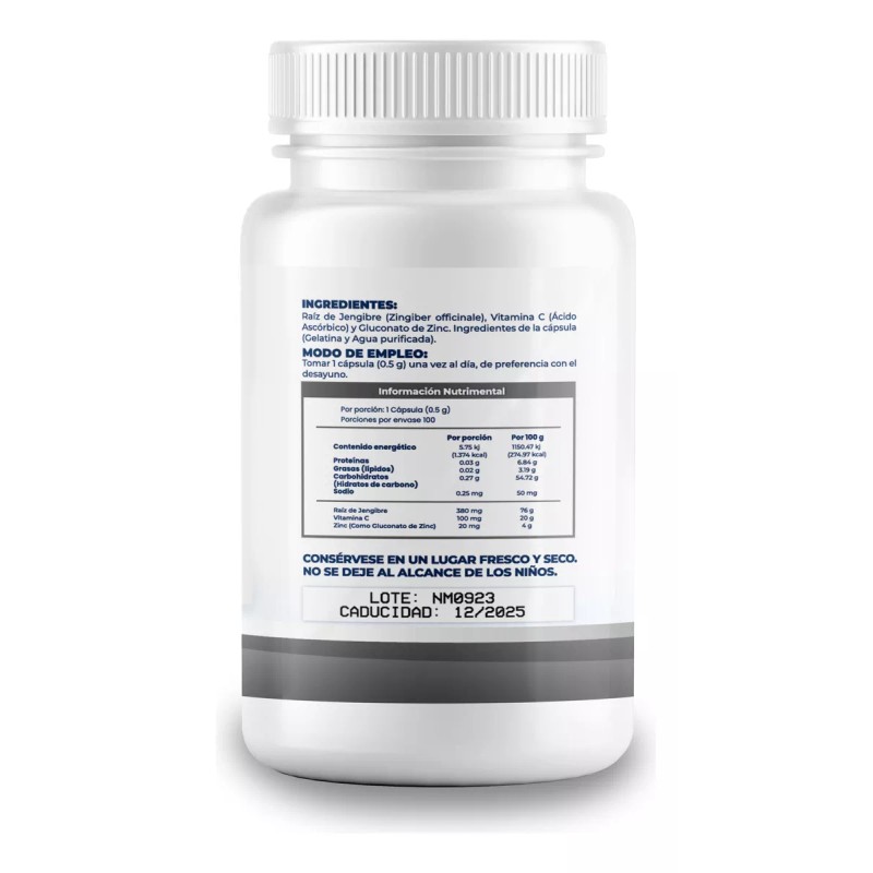 Naíma Zinc Con Vitamina C Y Jengibre 500mg - 100