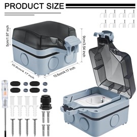 Lunriwis Outdoor Socket Waterproof Outdoor Socket with Switch Indicator Light IP66 Socket Outdoor 16A Garden Socket Surface-Mounted Protective Contact with Hinged Lid for Gardens Laundry Outdoor