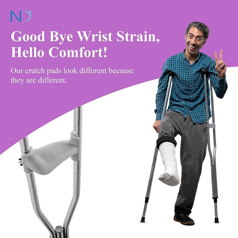 Crutch Pads - Ergonomic Crutch Grips - Reduces Pressure On