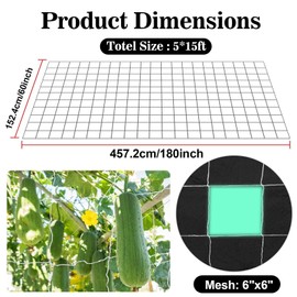 2 PCS Garden Plant Trellis Netting - Sukh 5 x 15 ft Trellis Net Polyester Trellis Netting Garden Square Mesh for Climbing Plants Fruits Vegetables VinesGrow Tents