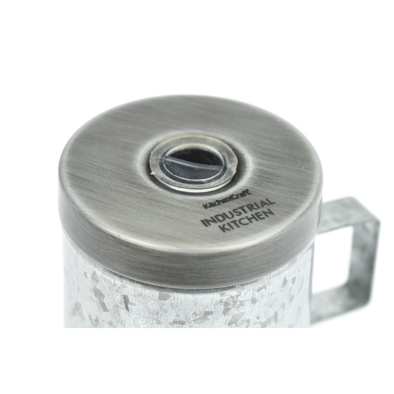 KitchenCraft INDSNPSALT Industrial Kitchen Galvanised Steel Vintage-Style Salt Shaker, 10