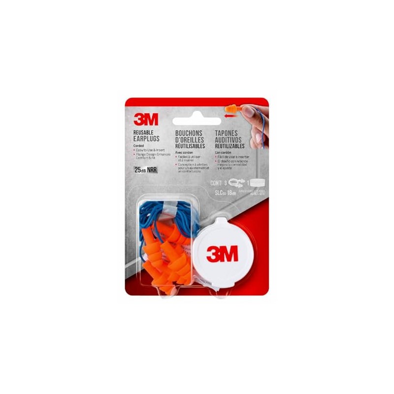 3M - Tapón auditivo reutilizable con cable en T