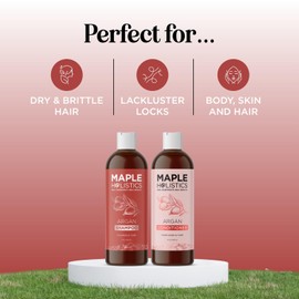 Argan Oil of Morocco Shampoo and Conditioner - Sulfate Free Shampoo and Conditioner Set for Color Treated Hair - Volumizing Shampoo and Conditioner for Men and Women for Curly Frizzy Dry Damaged Hair | Maple Holistics