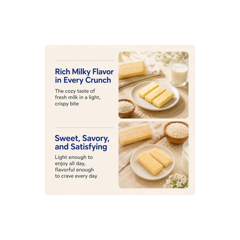 56% MILK CLASSIC Korean Milk Cracker Snacks, Made with Rice