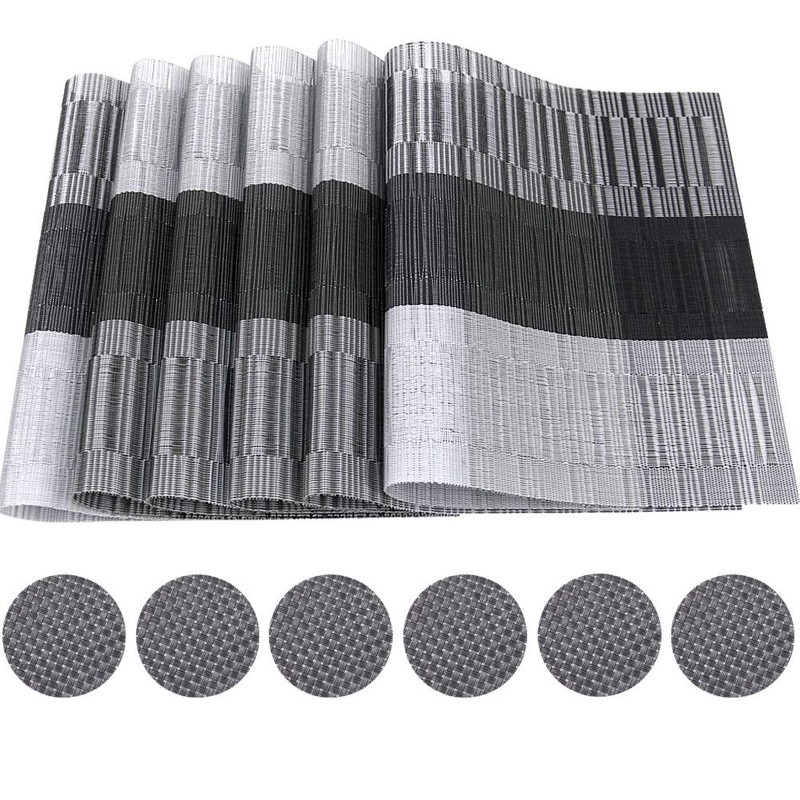 Time to Sparkle 13 PCS Vinyl Woven 6pcs Placemats +