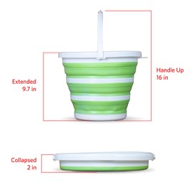 Pine-Sol Collapsible Bucket 2.6 Gallon - Multipurpose Foldable Pail for Cleaning, Car Wash, Outdoor, and Camping - Portable Round Plastic Tub with Handle