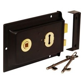 Ironmongery World®Victorian Double Handed Flanged Rim Door Lock 6" x 4"