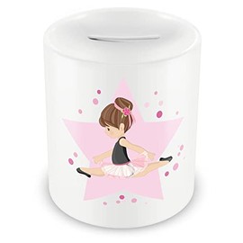 Samunshi® Children's Money Box with Ballerina Motif - Boys and Girls Piggy Bank Money Box White