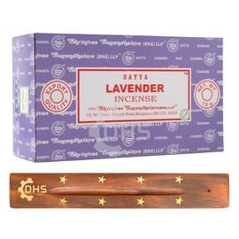 Satya Nag Champa Lavender Sticks | Full Box of 12 | With DHS Incense Stick Holder | Used for Aromatherapy, Yoga, Meditation, and Relaxation