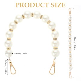 Pearl Bead Purse Strap Chain, Elegant Bead Pearl Handle Chain Strap Imitation Pearl Bag Chain Charms with Golden Swivel Clasps Short Pearl Bag Chain Accessories for Women DIY Handbags Purse Clutch