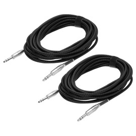 MECCANIXITY 2 Pcs Guitar Instrument Cable, 25 Feet 1/4 Inch to 1/4 Inch Straight to Straight Angle Electric Guitar Jack Cable Wire for Guitar Bass, Black
