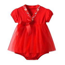 Auro Mesa Baby Girl's Ancient Chinese Traditional Hanfu Dress Bodysuit Rompers Han Dynasty Cosplay Costume