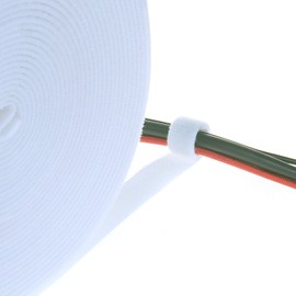 TUKA TKB5014 Velcro Cable Ties 25 m x 20 mm, Free to Cut to Size, Robust, Removable, Reusable, Cable Ties, Velcro Tape Cable Manager, Velcro Roll for Arrangement, Fixing Management Cables, White