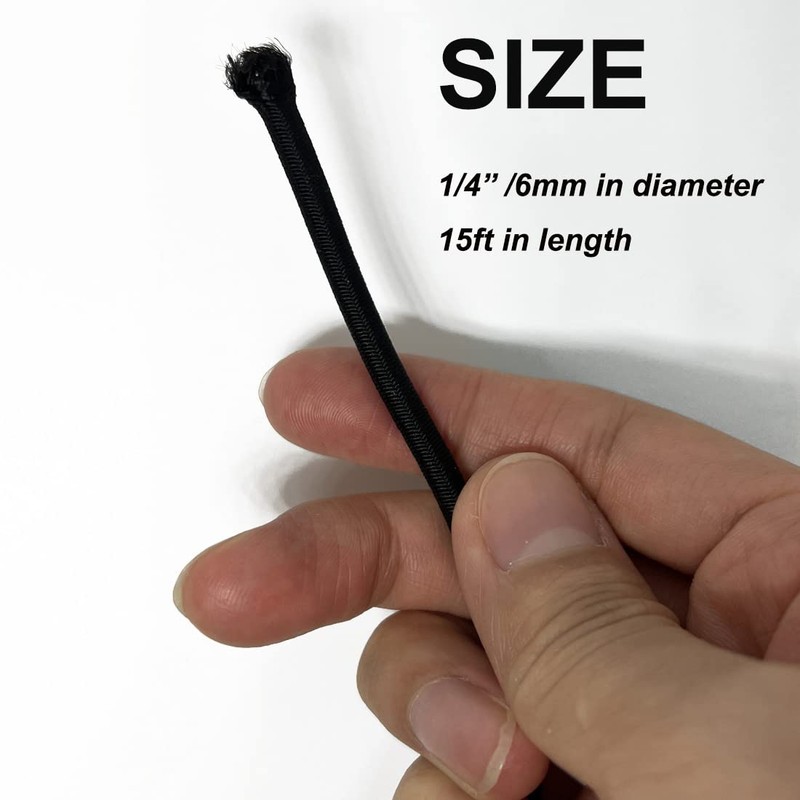 1/4" 15ft Elastic Bungee Shock Cord,TuNan Heavy Duty Kayak Stretch