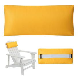 Rasugarlary Headrest Pillow for Patio Chaise Lounge Chair, Outdoor Chaise Pillows with Adjustable Elastic Stripe Head Resting Pillows for Recliner Office Chair, Yellow 1 Pack