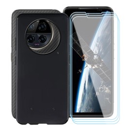 KJYFOANI for Ulefone Armor 23 Ultra Case, with [ 3 x Screen Protector Tempered Glass Film], Black Soft Silicone Cover Shockproof Protection Case for Ulefone Armor 23 Ultra (6.78") - Black