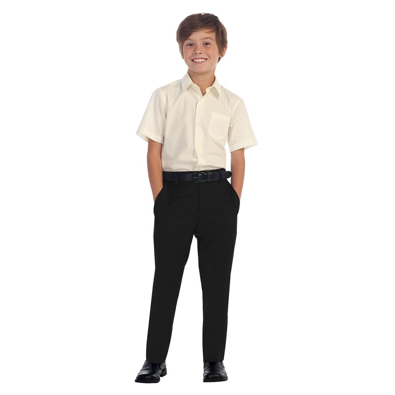 Gioberti Boys Flat Front Dress Pants, Black, 12