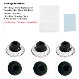 CYADCI 3 PCS Ear Bud Covers，Soft Replacement Earbud Tips Comfort，Silicone Earbud Tips with Foam Cushion，Large Earbud Replacement Tips，Ear Tips Compatible with Plantronics Voyager Legend Headset
