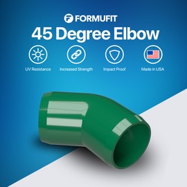 FORMUFIT 1-1/4” 45 Degree Furniture Grade PVC Fitting in Green, Made in USA, UV-Resistant, Impact-Proof, 1.660” Actual Socket Diameter (Pack of 4) - F11445E-GR-4