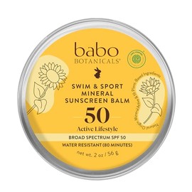 Babo Botanicals Swim & Sport Mineral Sunscreen Balm SPF50 - Natural Zinc Oxide - For Face & Body - For all Ages - Dermatologist Tested - Cruelty-Free - Fragrance-Free - EWG Verified - Water Resistant | Babo Botanicals