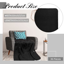 Juexica 36 Pieces Black Fleece Throw Blankets Bulk 50 x 60 Inch Warm Cozy Blanket Polyester Soft for Living Room, Couch, Chair, Bed, Kids, Camping, Home, Office, Wedding, Lap