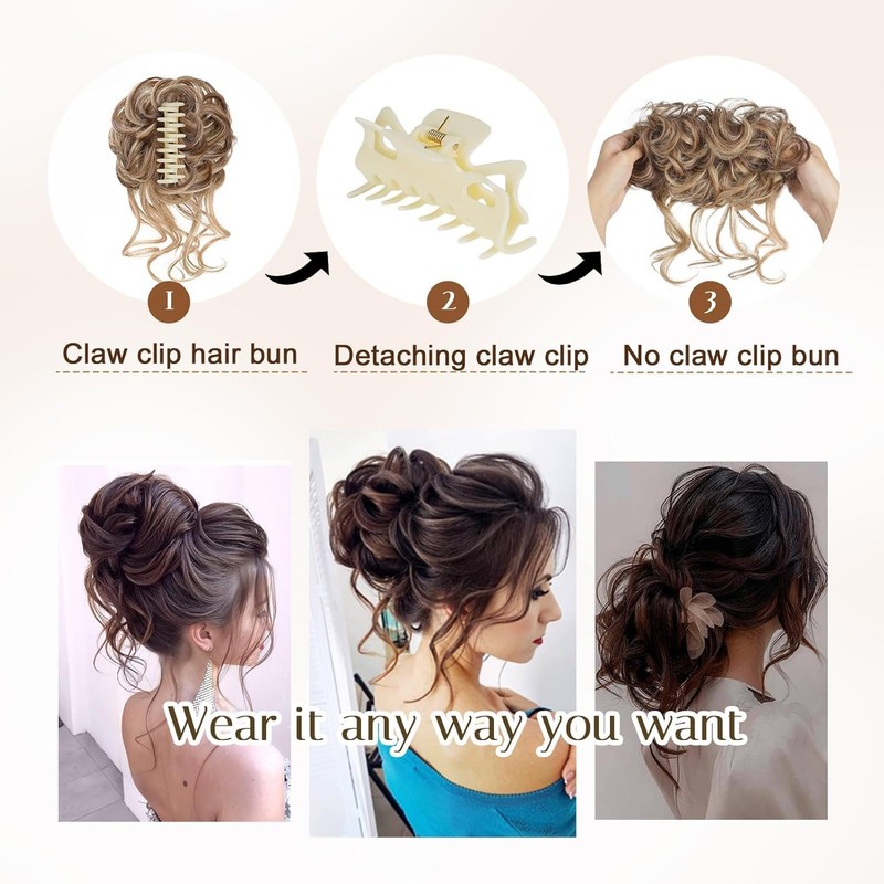 Messy Bun Clip in Bun Hair Extensions Claw Clip Hair