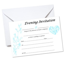 Pack of 10 Baby Blue Evening Wedding Invitations with envelopes