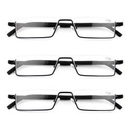 DABYDA-Gafas de lectura de medio marco con estuche portátil Gafas de lectura delgadas y livianas con bisagras de resorte para mujeres y hombres (3 pares 3.0)