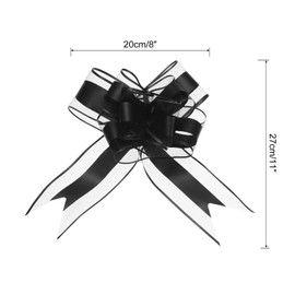 QUARKZMAN Pack of 10 Extra Large Pull Bow Wrapping Paper Large Organza Bows Ribbon Black for Wedding Baskets Gifts Christmas Party