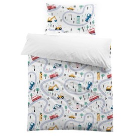 MUSOLEI Children's Car Duvet Cover 90 Single Bed 135 x 200 cm Microfibre 3D Print 1 Bedding Set 1 Pillowcase 50 x 75 cm