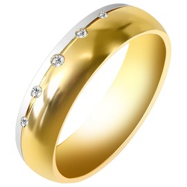 Akzent - Wedding rings, partner rings, engagement rings, stainless steel with Simili + engraving, bicolour, proposal rings, wedding rings, friendship rings, Stainless Steel, Simili