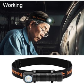 SecurityIng Rechargeable LED Headlamp, 1130 Lumen Super Bright with 9 Modes, Waterproof, Portable, Durable, Magnetic Charging, Right Angle Flashlight for Outdoor Activities