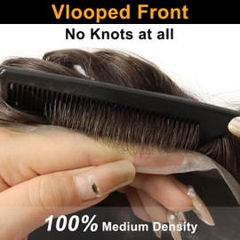 BEEOS 0.06mm Thin Skin Toupee Hair for Men, 8x10 Inch Mens Hair System for Men 100% Medium Density, Vlooped No Knots Natural Hairline Mens Hairpiece #5 Brown