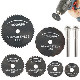 8Pcs HSS Rotary Tool Saw Blades, Mini Circular Saw Blade Set Wood Cutting Discs Mandrel Mini Drill with 2 PCS Extension Rod for Wood Plastic Metal