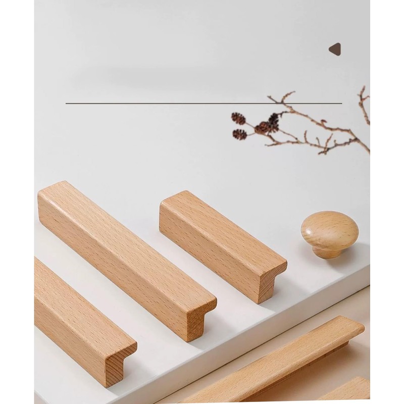 SYZOW 6 Pack Wooden Kitchen Cupboard Handles, Cabinet Hardware Drawer