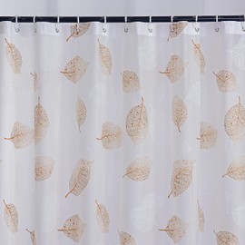 Hadi London Waterproof Shower Curtain with Hooks – 180x180cm | 16 Colors | Fabric & Plastic Variants | Durable, Quick-Dry & Mold-Resistant | Elegant Bathroom Decor (SPRING-LEAFBROWN)