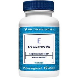 The Vitamin Shoppe Vitamin E 1,000IU - Natural Source, Supports Healthy Cardiovascular System, Immune Health & Eye Health - Once Daily (60 Softgels)