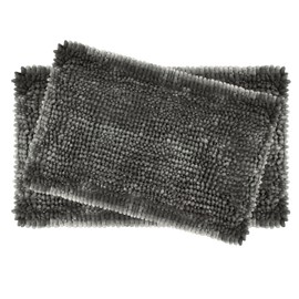 Laura Ashley – Butter Bath Rugs | Set of 2 Bathroom Mats | Soft Chenille Bath Mat | Bathroom Décor | Water Absorbent and Machine Washable | Measures 17” x 24” and 20” x 34” | Charcoal