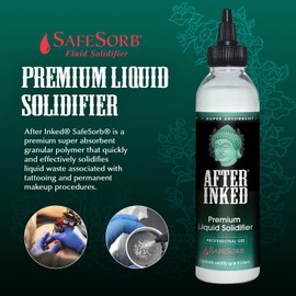 After Inked Liquid Solidifier - Fast & Super Absorbent Polymer Powder for Tattoo Ink, Paint Hardener for Disposal, Easy to Use Liquid Tattoo Solidifier for Cleaning - 1 pc bottle to solidify up to 6L