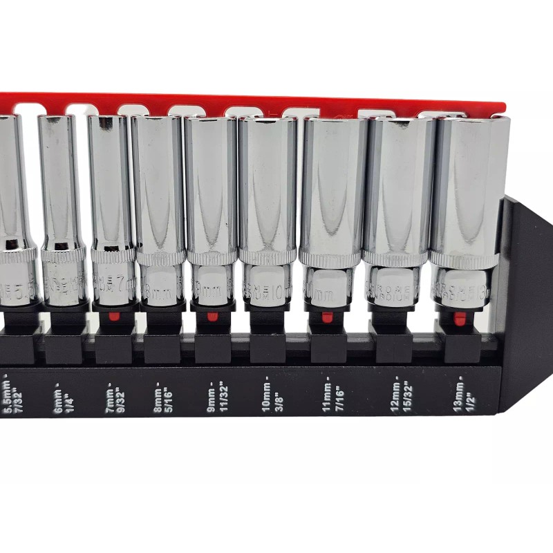 calhawk 12Pc 1/4" Drive SAE/MM Universal Deep Spline Socket Set