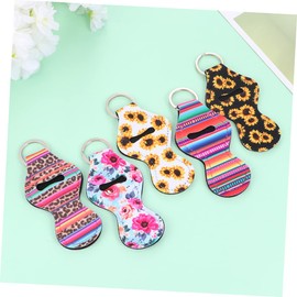 LALAFINA 5pcs Lipstick Balm Cover Lip Balm Holders Keychain Bag Hanging Key Chain Neoprene Lip Balm Holder Lipstick Holder for Purse Metal Chopsticks Neoprene Keychain Wallet