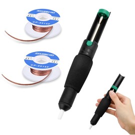 Snowtain Desoldering Pump Set, 1 Desoldering Pump, 2 Desoldering Braids, Desoldering Pump and Solder Wick Kit, Solder Suction Vacuum Pump Solder Removal Tool for Removing Solder Desoldering Suction