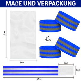 VERY IMPORTANT RUNNER - Reflective Wristbands with Double Reflective Strips - 5 cm Width - 8 cm Adjustable Clasp & 360° Visibility - For Arms, Legs & Ankles (Blue, Pack of 4)