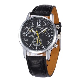 Dacdyi Men and Women Wholesale Watches Stylish Casual Leather Quartz Watch Round Dial Wristwatches for Men (Black)