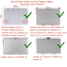 AKNICI 10 Inch Folio Case for TOSCIDO M863/X104/X109/X108, Dragon Touch Notepad K10, ACEPAD 140/A130, LNMBBS N10, Qimaoo 10, Padgene 10, TYD-107/108/109, Haehne 10, YOTOPT X109,ZONKO K105, GOODTEL G3,