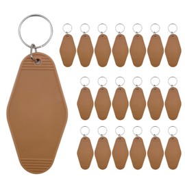 JXQGQ 20 PCS Sublimation Keychains Blank Hotel Keychains DIY Vintage Motel Keychain Plastic Heat Transfer Keychain, Coffee, Small