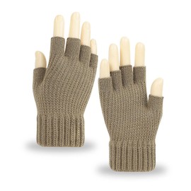 Long Keeper Winter Warm Fingerless Gloves Stretchy Knitted Gloves for Men Women Half Finger Knit Winter Mittens Thick Wool Liner for Driving Cycling, One Size