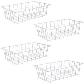 Orgneas Freezer Organizer Bins Metal Wire Storage Baskets for Upright Refrigerator Chest Freezer, Kitchen Pantry Storage and Organization for Fruit Vegetable Soda Cans Toys and Snacks, Set of 4
