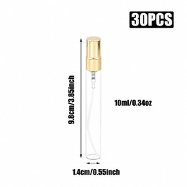 30 Pack 10ml/0.34oz Clear Glass Perfume Sample Bottles, Fine Mist Atomizer