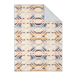 Pendleton Cotton Throw Blanket, 50x70 Inch Quilted Cozy Blanket for Couch, Chair, Car & Travel, Lightweight Roll-Up Bedding for Indoor & Outdoor Use, Boho Home Decor, Tan, (Whitesands Collection)
